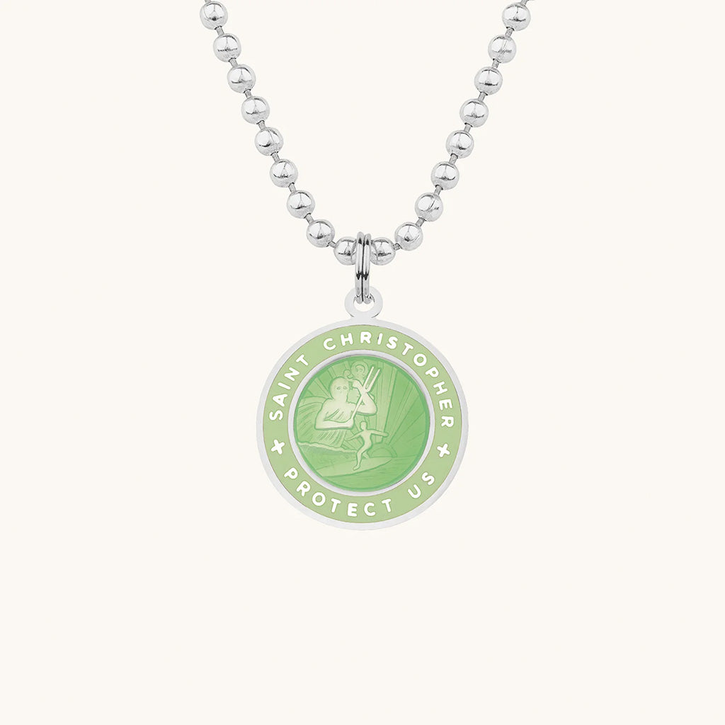 Jesus christ chain Necklace Saint christopher protect us necklaces Round  Silver Gold color Christ Jewelry Gift For Christians